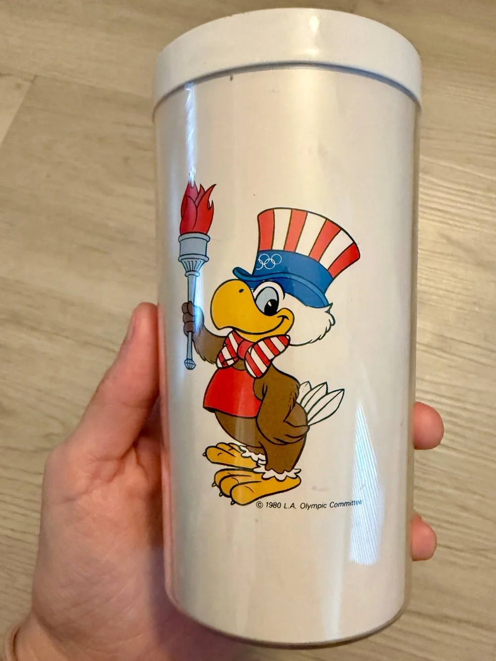 (2) Rare 1984 Los Angeles Olympics Plastic Cups XXIIIrd Olympiad Sam The Eagle
